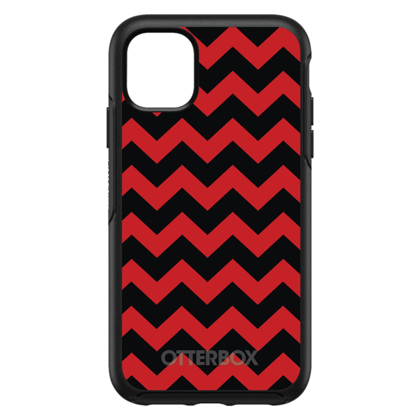 DistinctInk™ OtterBox Symmetry Series Case for Apple iPhone / Samsung Galaxy / Google Pixel - Black Red Chevron Stripes
