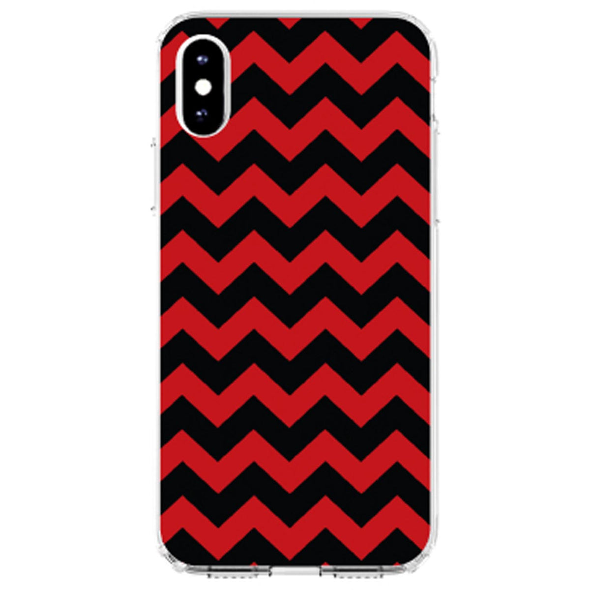 Black Red Chevron Stripes Clear Shockproof iPhone Case, view 4