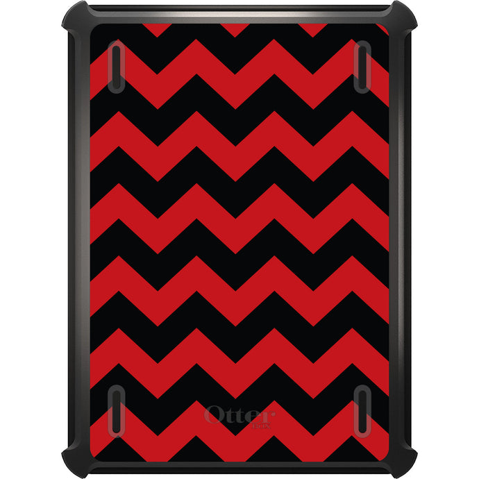DistinctInk™ OtterBox Defender Series Case for Apple iPad / iPad Pro / iPad Air / iPad Mini - Black Red Chevron Stripes