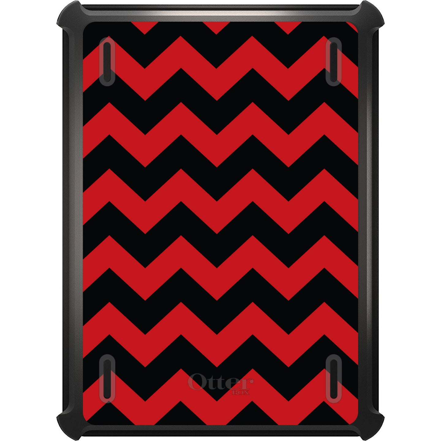 DistinctInk™ OtterBox Defender Series Case for Apple iPad / iPad Pro / iPad Air / iPad Mini - Black Red Chevron Stripes
