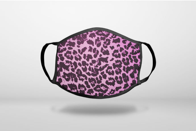 Pink Purple Leopard Skin Spots - 3-Ply Reusable Soft Face Mask Covering, Unisex, Cotton Inner Layer