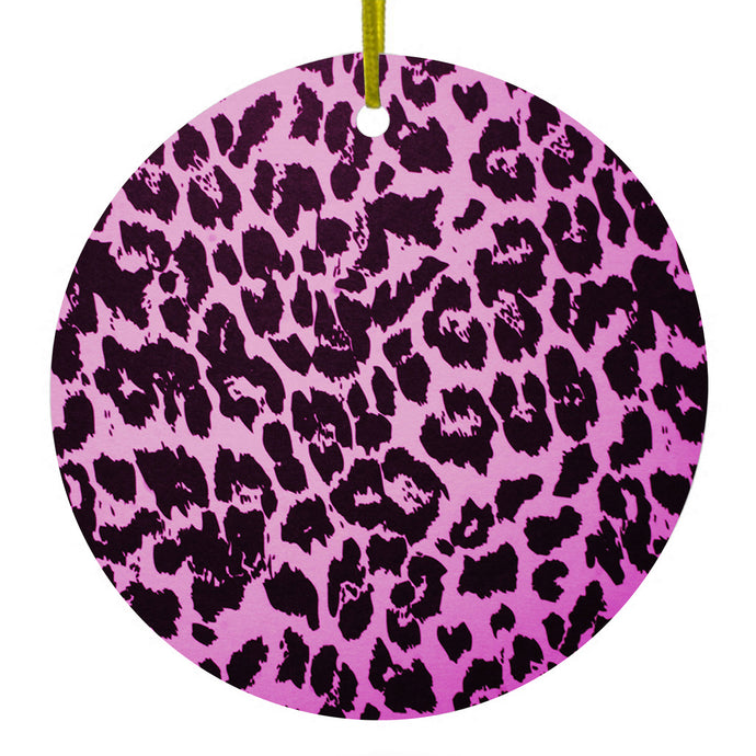 Pink Purple Leopard Skin Spots Ceramic Ornament