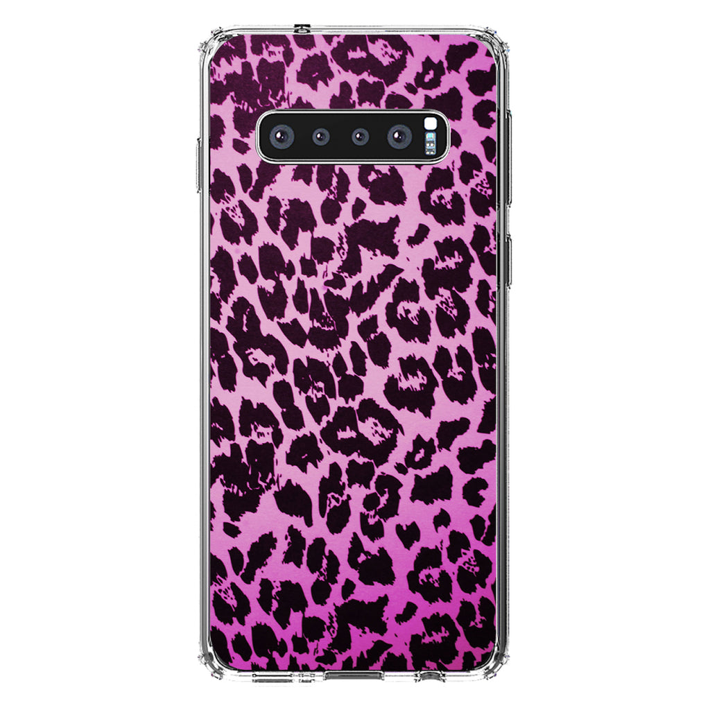 Pink Purple Leopard Skin Spots Clear Shockproof iPhone Case, view 17