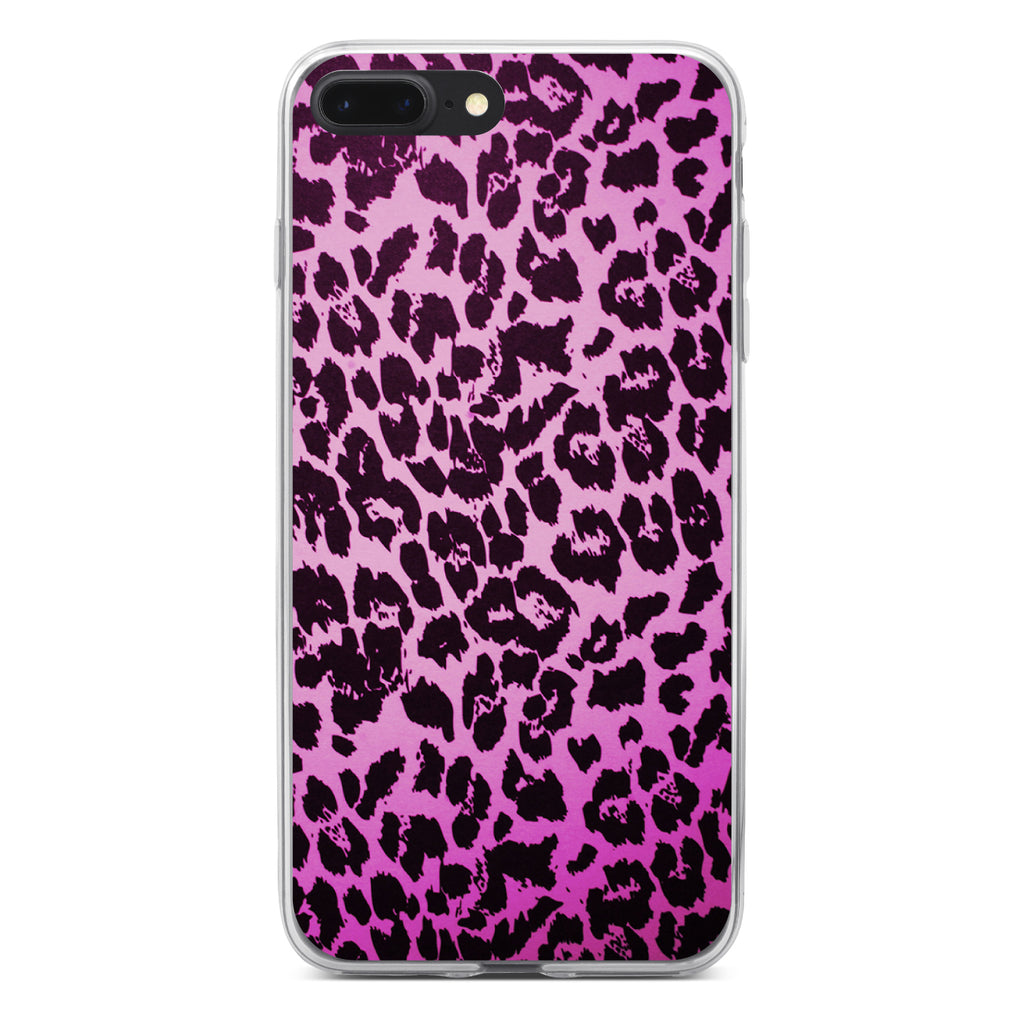 Pink Purple Leopard Skin Spots Clear Shockproof iPhone Case, view 6