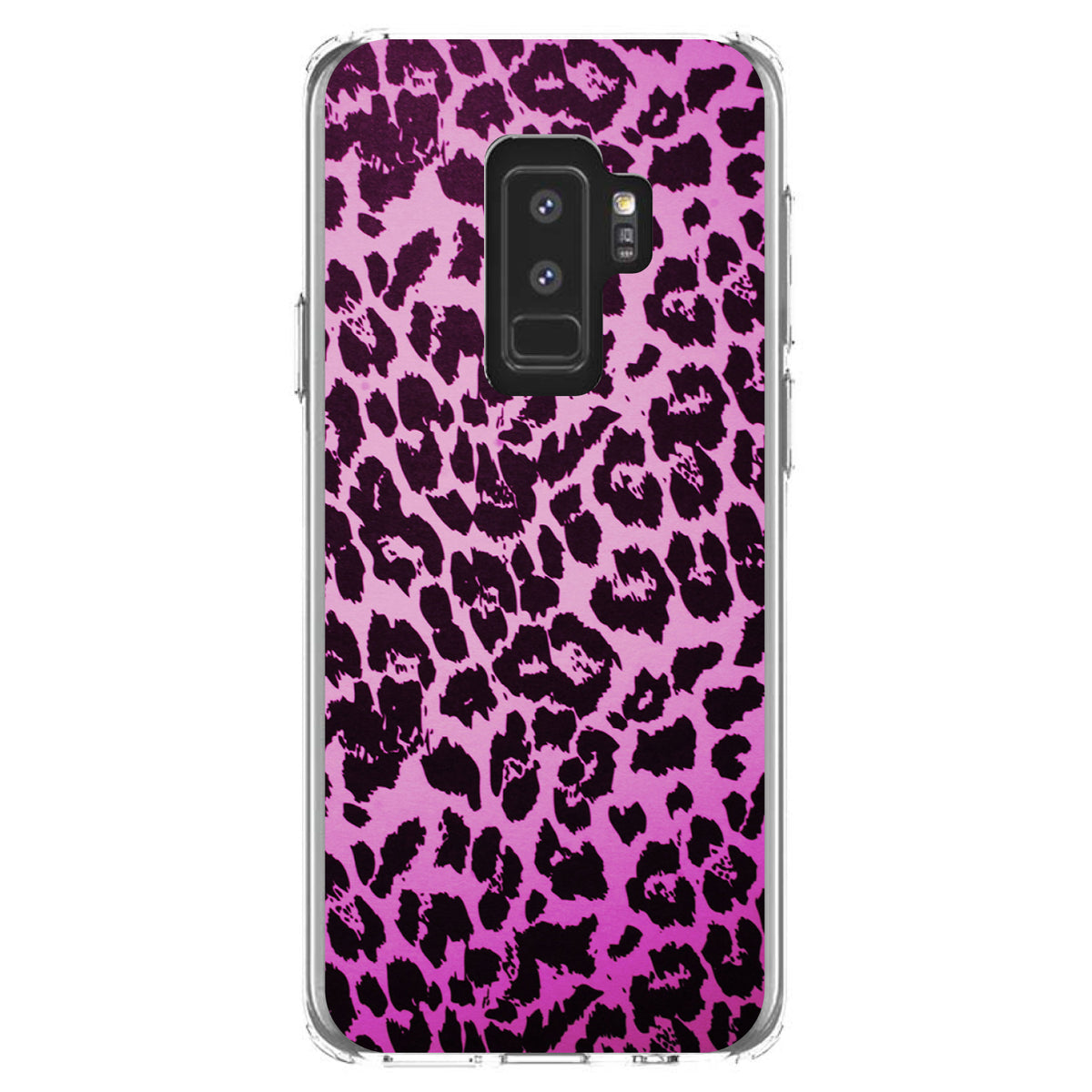 Pink Purple Leopard Skin Spots Clear Shockproof iPhone Case, view 20