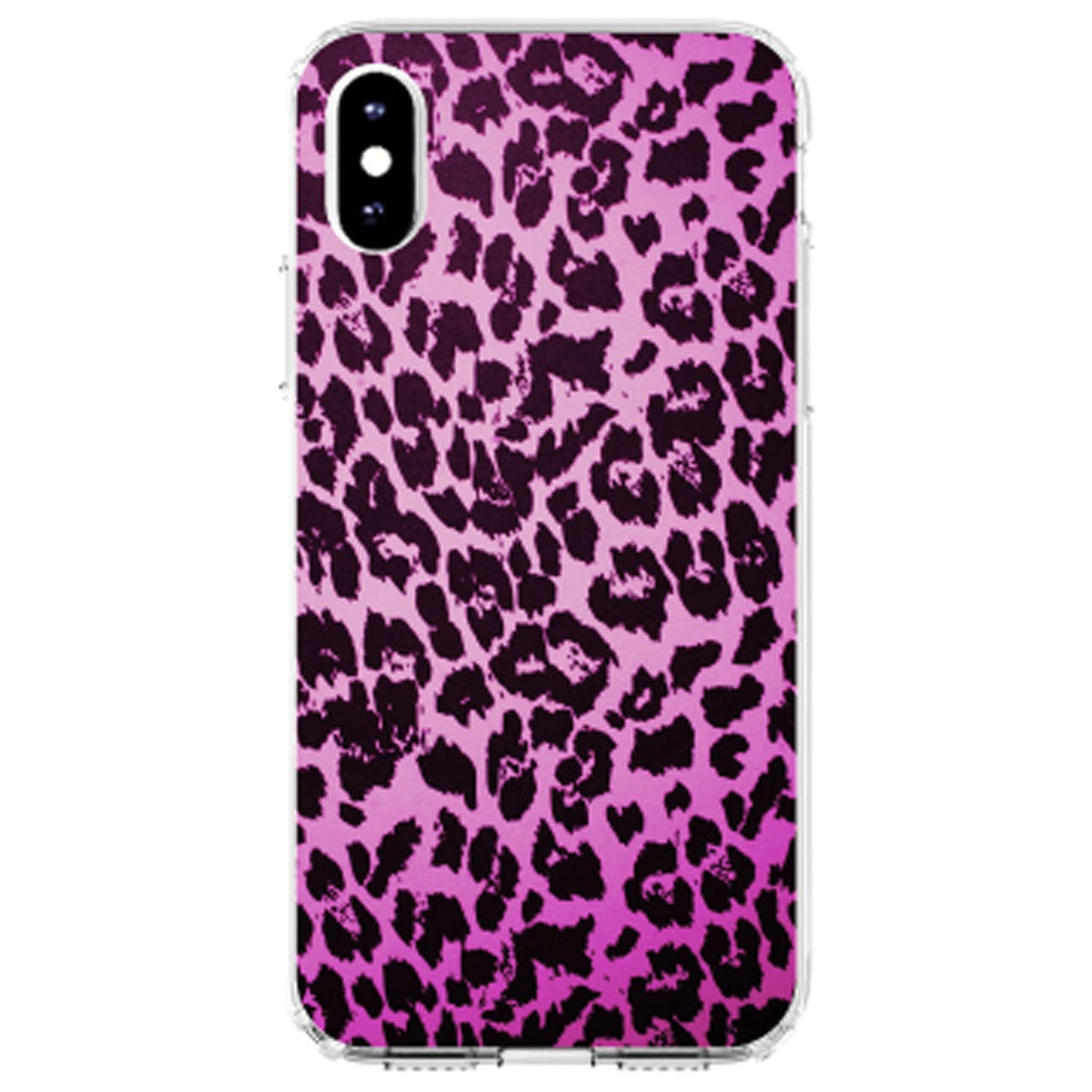 Pink Purple Leopard Skin Spots Clear Shockproof iPhone Case, view 4