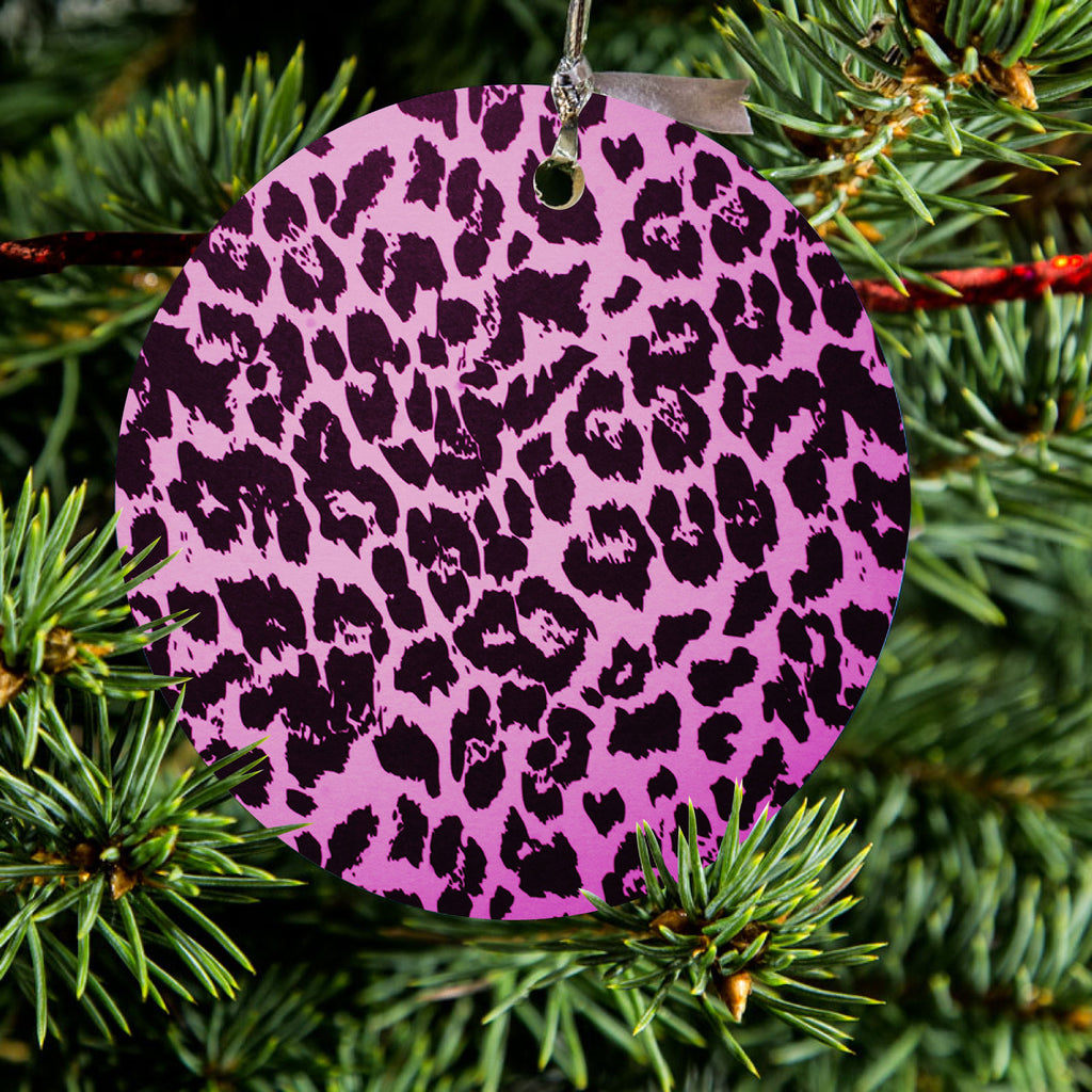 Pink Purple Leopard Skin Spots Ceramic Ornament, view 2