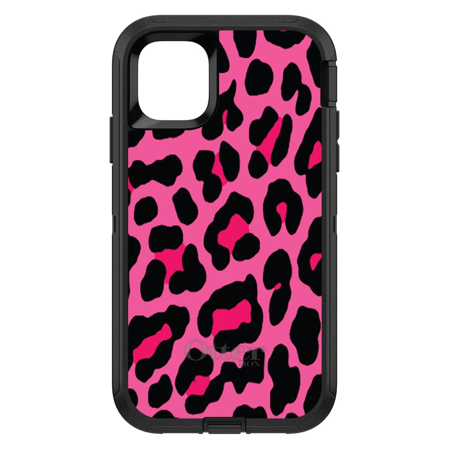 DistinctInk™ OtterBox Defender Series Case for Apple iPhone / Samsung Galaxy / Google Pixel - Hot Pink Black Leopard Skin Spots