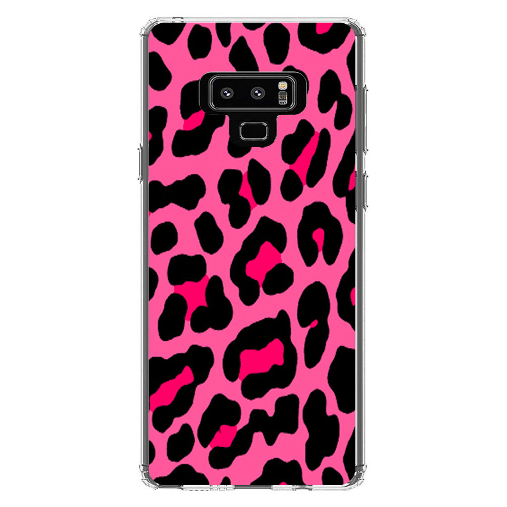 Hot Pink Black Leopard Skin Spots Clear Shockproof iPhone Case, view 11