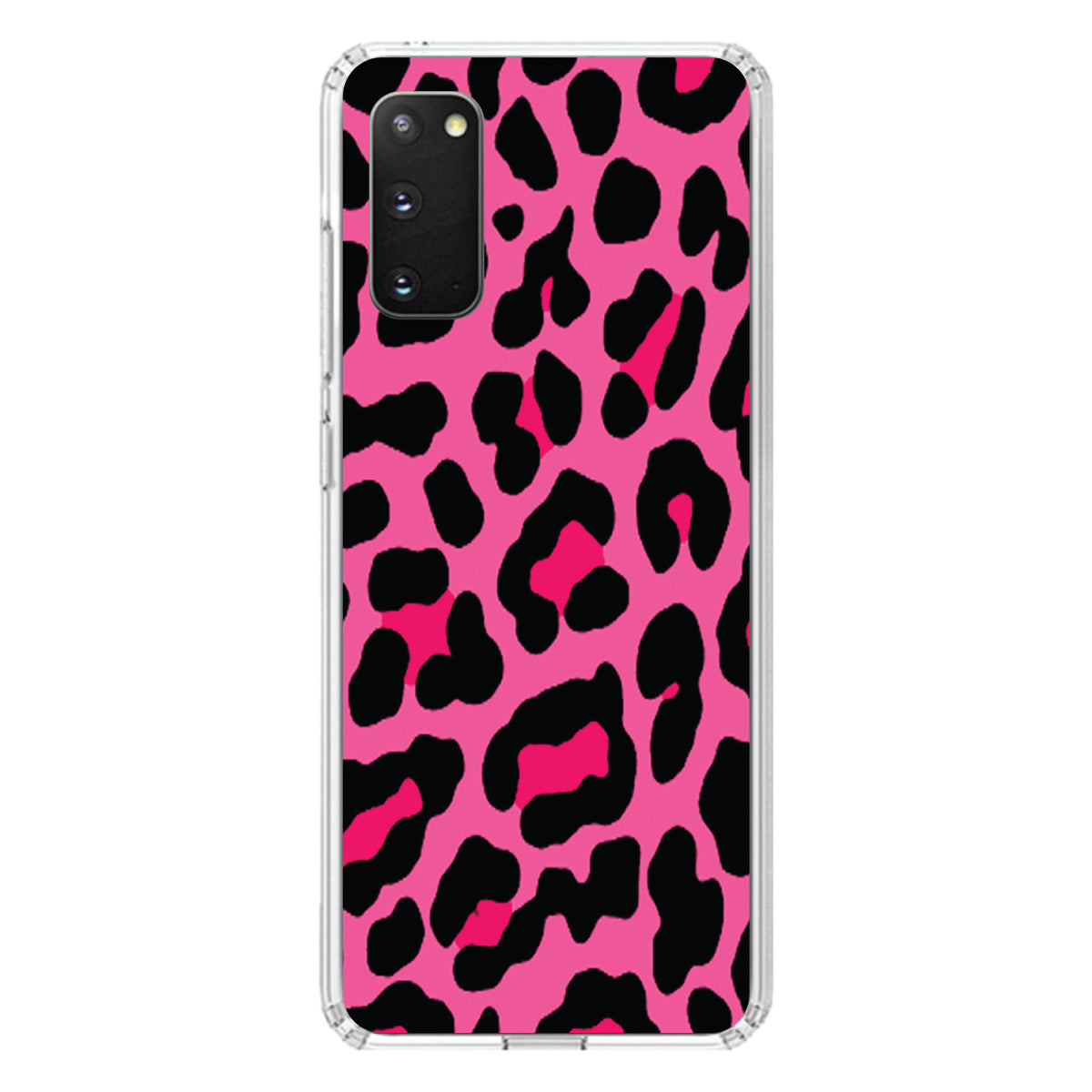 Hot Pink Black Leopard Skin Spots Clear Shockproof iPhone Case, view 14