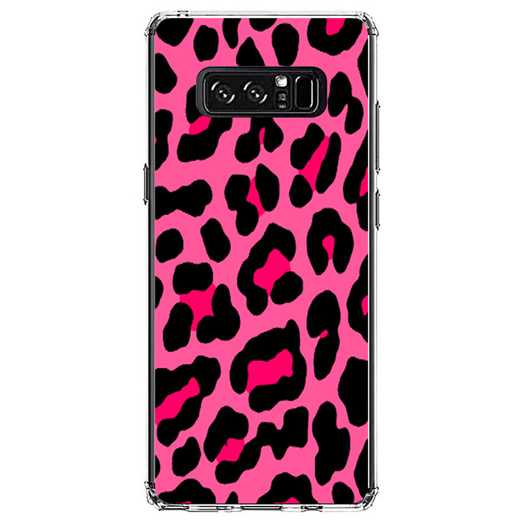 Hot Pink Black Leopard Skin Spots Clear Shockproof iPhone Case, view 12