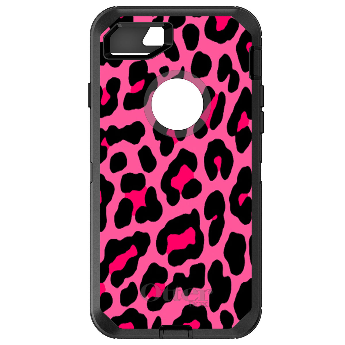 Hot Pink Black Leopard Skin Spots OtterBox Defender Case for iPhone & Galaxy
