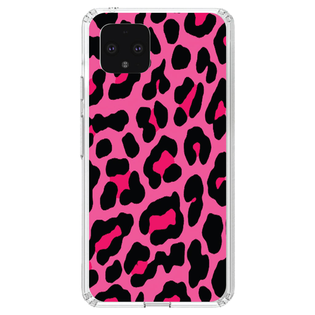 Hot Pink Black Leopard Skin Spots Clear Shockproof iPhone Case, view 24