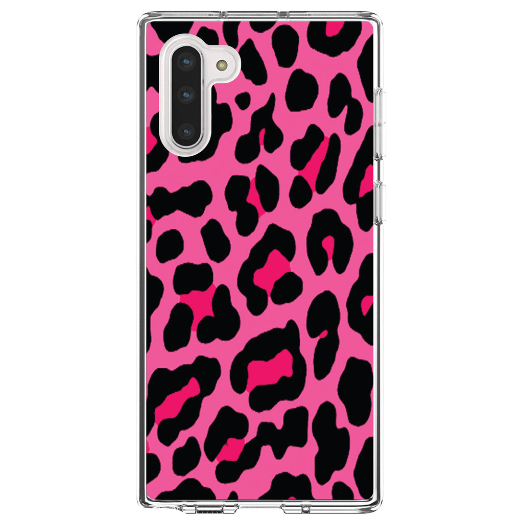 Hot Pink Black Leopard Skin Spots Clear Shockproof iPhone Case, view 9