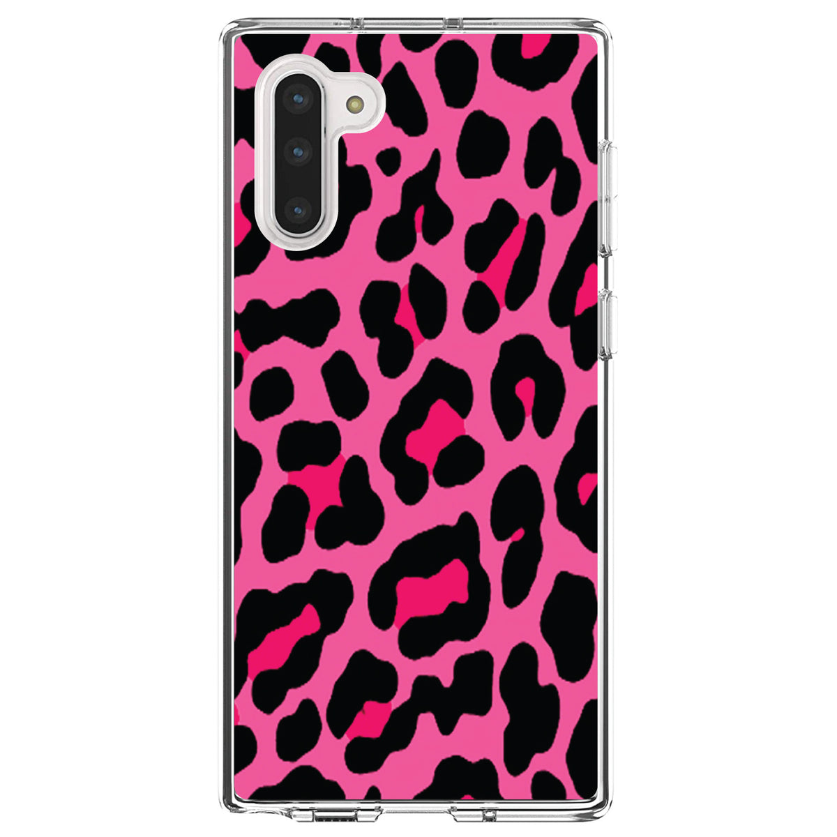 Hot Pink Black Leopard Skin Spots Clear Shockproof iPhone Case, view 9