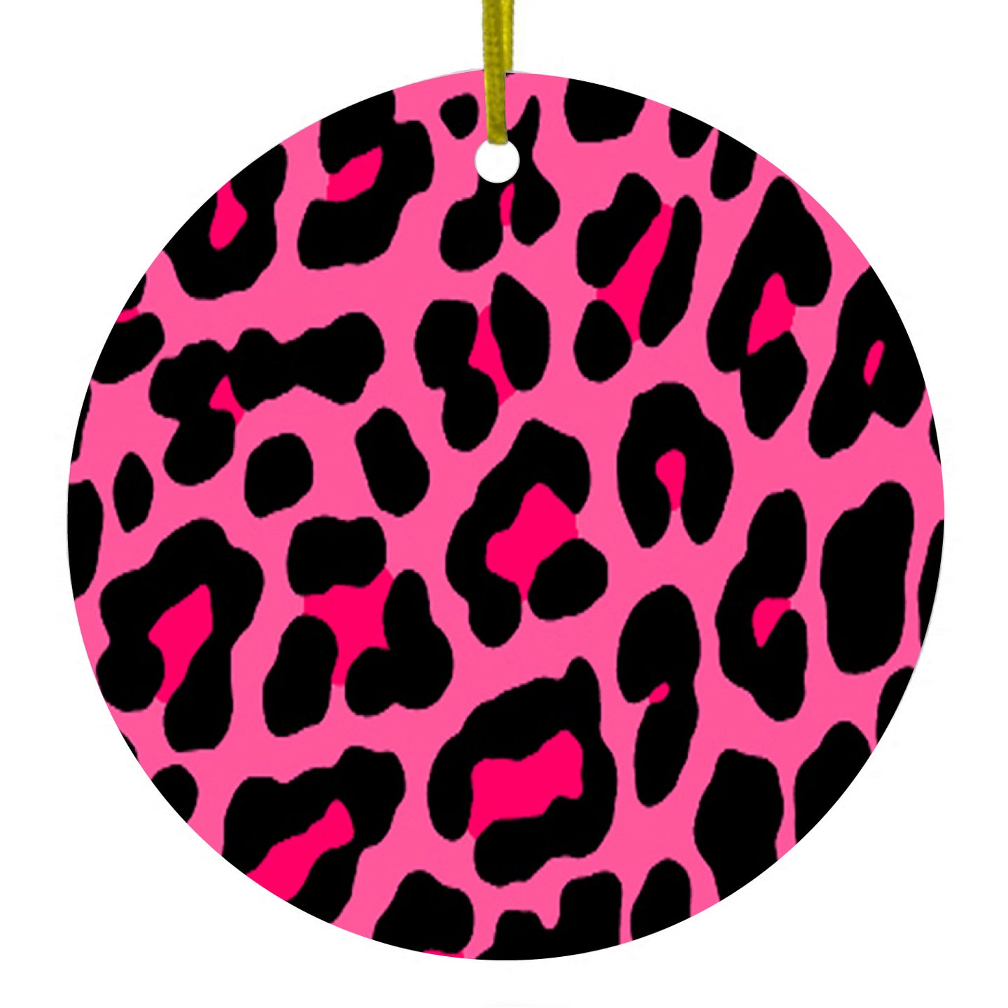 Hot Pink Black Leopard Skin Spots Ceramic Ornament