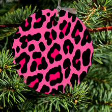 Hot Pink Black Leopard Skin Spots Ceramic Ornament