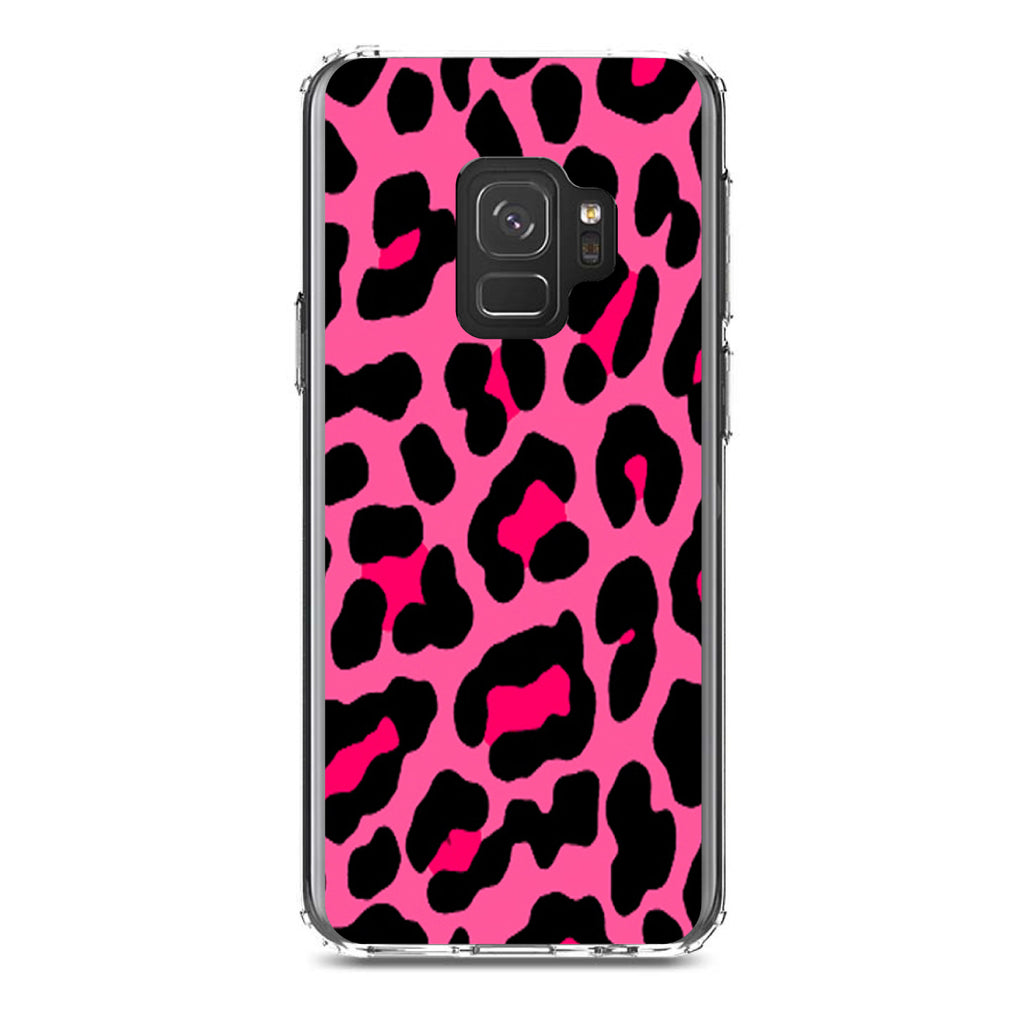 Hot Pink Black Leopard Skin Spots Clear Shockproof iPhone Case, view 19