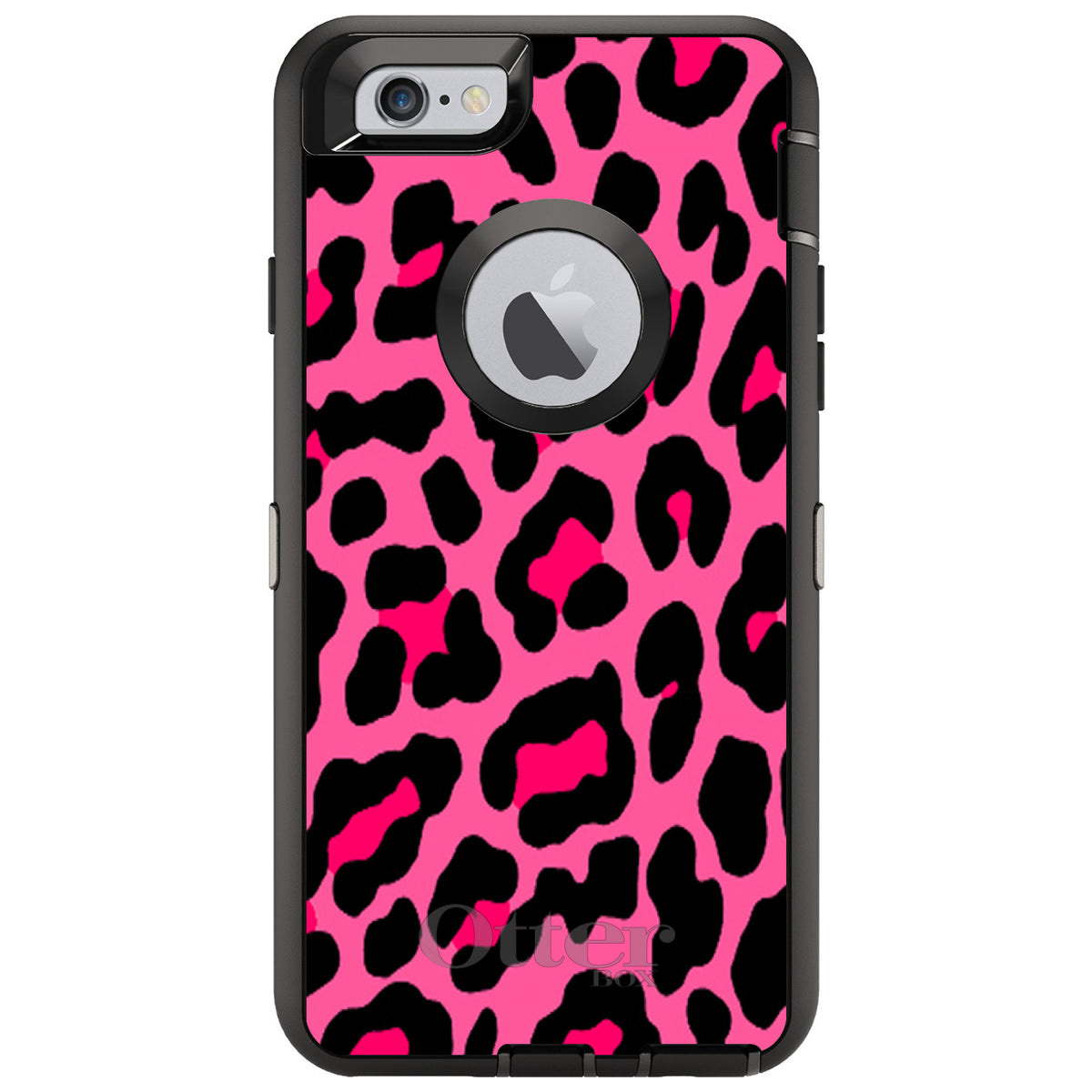 Hot Pink Black Leopard Skin Spots OtterBox Defender Case for iPhone & Galaxy, view 4