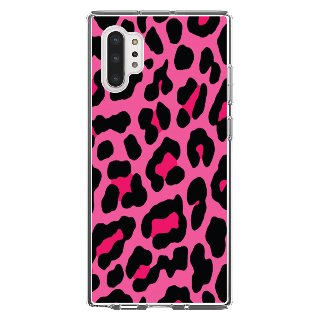Hot Pink Black Leopard Skin Spots Clear Shockproof iPhone Case, view 10