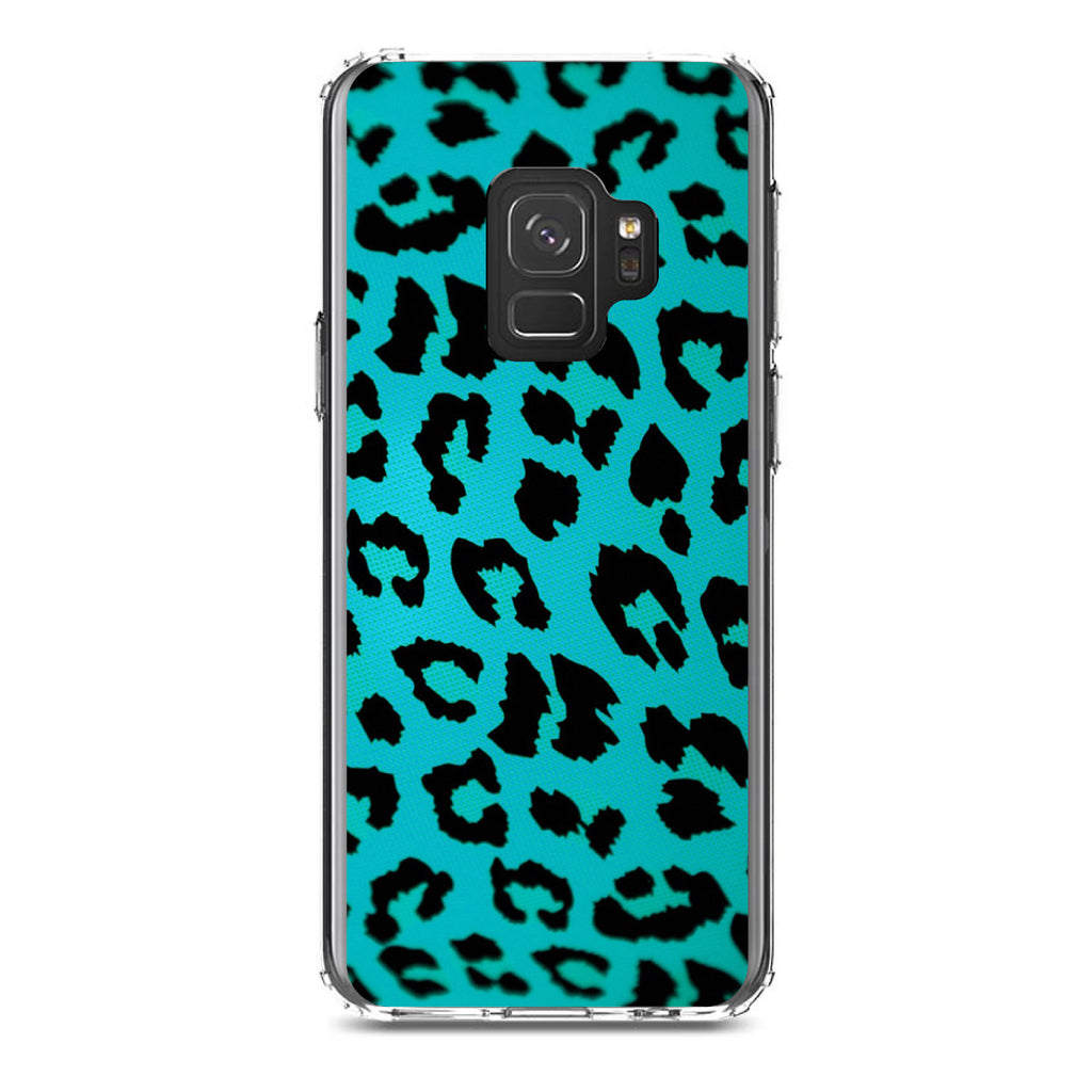 Teal Black Leopard Skin Spots Clear Shockproof iPhone Case, view 19