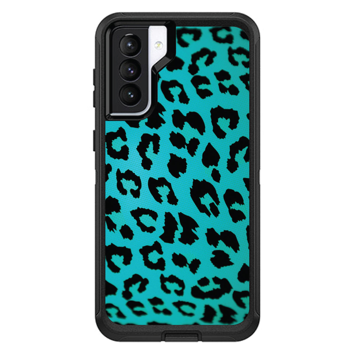 Teal Black Leopard Skin Spots OtterBox Defender Case for iPhone & Galaxy, view 5