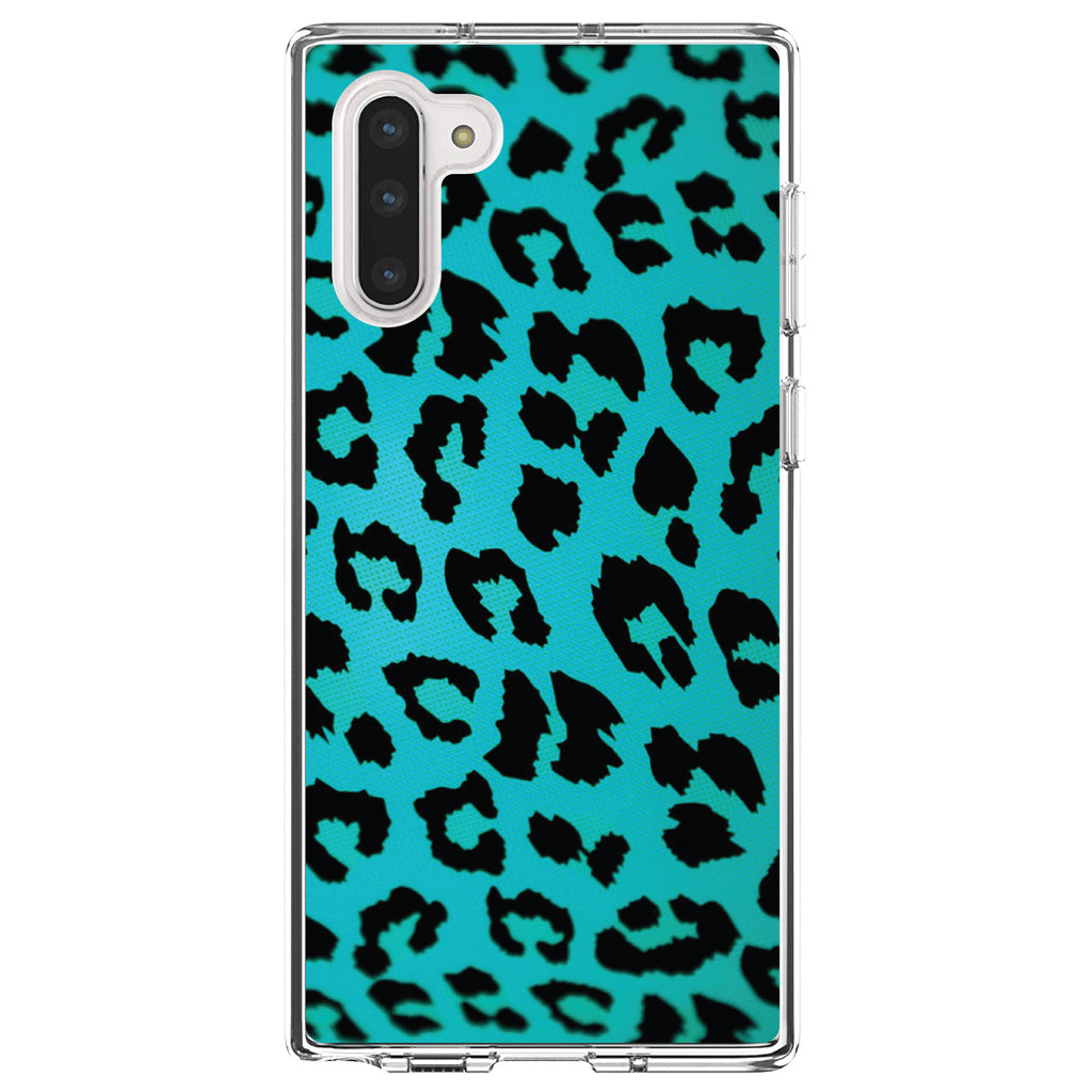 Teal Black Leopard Skin Spots Clear Shockproof iPhone Case, view 9