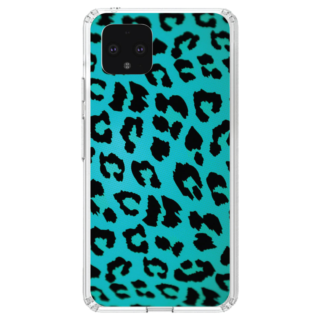 Teal Black Leopard Skin Spots Clear Shockproof iPhone Case, view 24