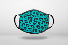 Teal Black Leopard Skin Spots - 3-Ply Reusable Soft Face Mask Covering, Unisex, Cotton Inner Layer