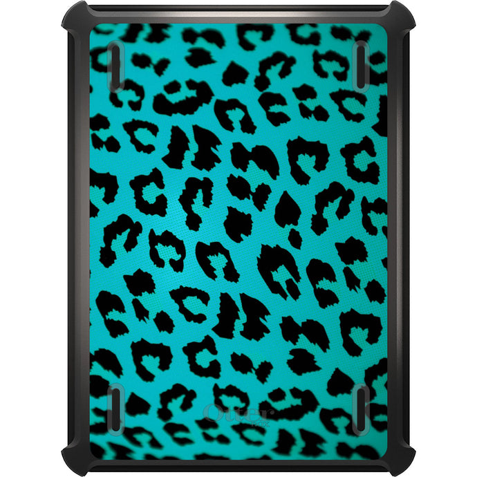 DistinctInk™ OtterBox Defender Series Case for Apple iPad / iPad Pro / iPad Air / iPad Mini - Teal Black Leopard Skin Spots
