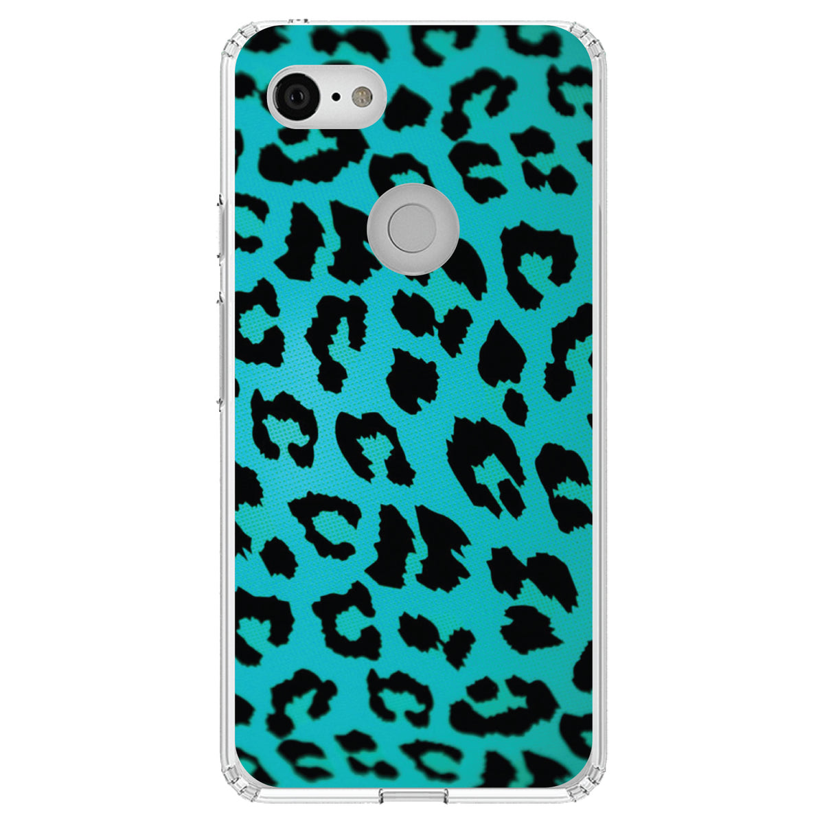 Teal Black Leopard Skin Spots Clear Shockproof iPhone Case, view 21