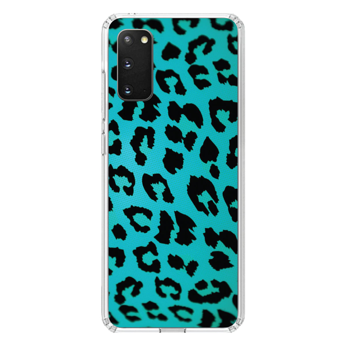 Teal Black Leopard Skin Spots Clear Shockproof iPhone Case, view 15