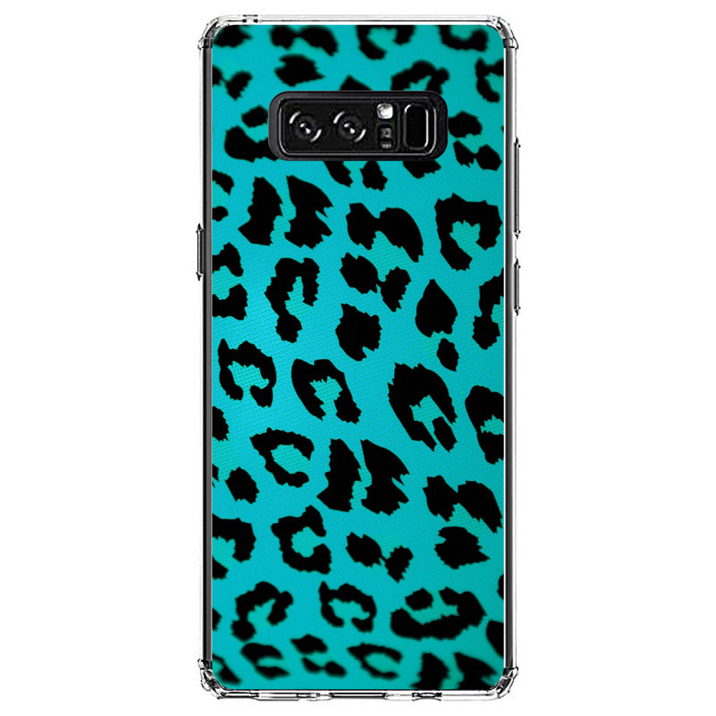 Teal Black Leopard Skin Spots Clear Shockproof iPhone Case, view 12