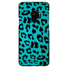 DistinctInk® Hard Plastic Snap-On Case for Apple iPhone or Samsung Galaxy - Teal Black Leopard Skin Spots