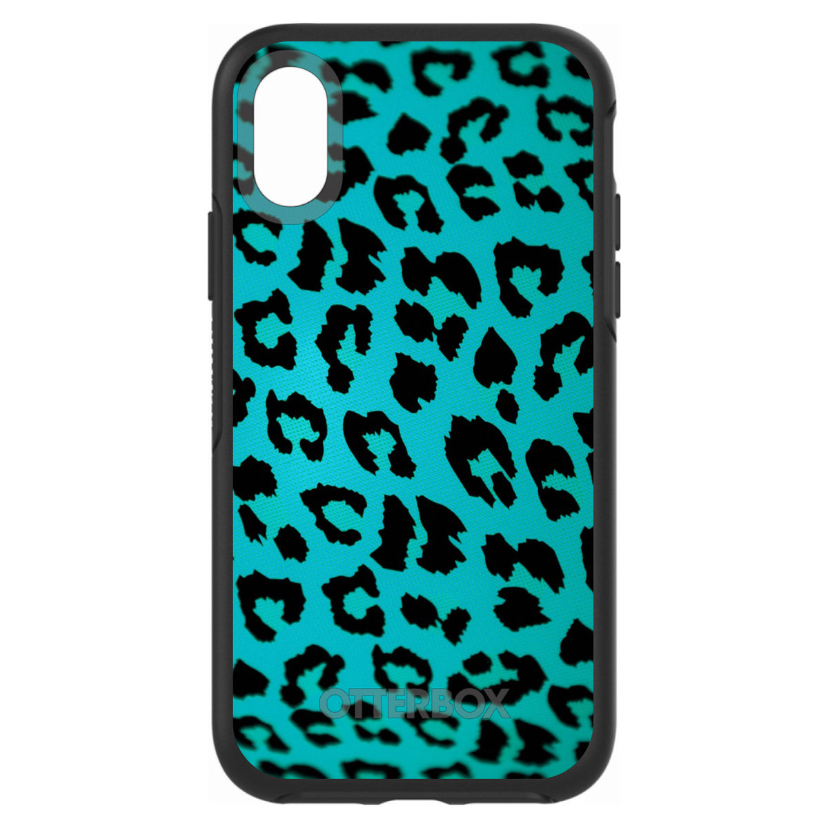 Teal Black Leopard Skin Spots OtterBox Symmetry Case for iPhone & Galaxy, view 4