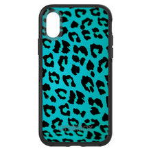 DistinctInk™ OtterBox Symmetry Series Case for Apple iPhone / Samsung Galaxy / Google Pixel - Teal Black Leopard Skin Spots