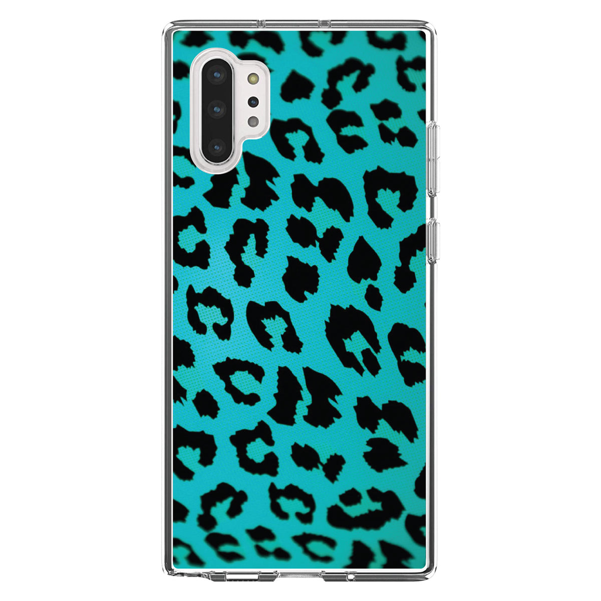 Teal Black Leopard Skin Spots Clear Shockproof iPhone Case, view 10