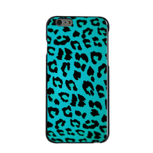 DistinctInk® Hard Plastic Snap-On Case for Apple iPhone or Samsung Galaxy - Teal Black Leopard Skin Spots