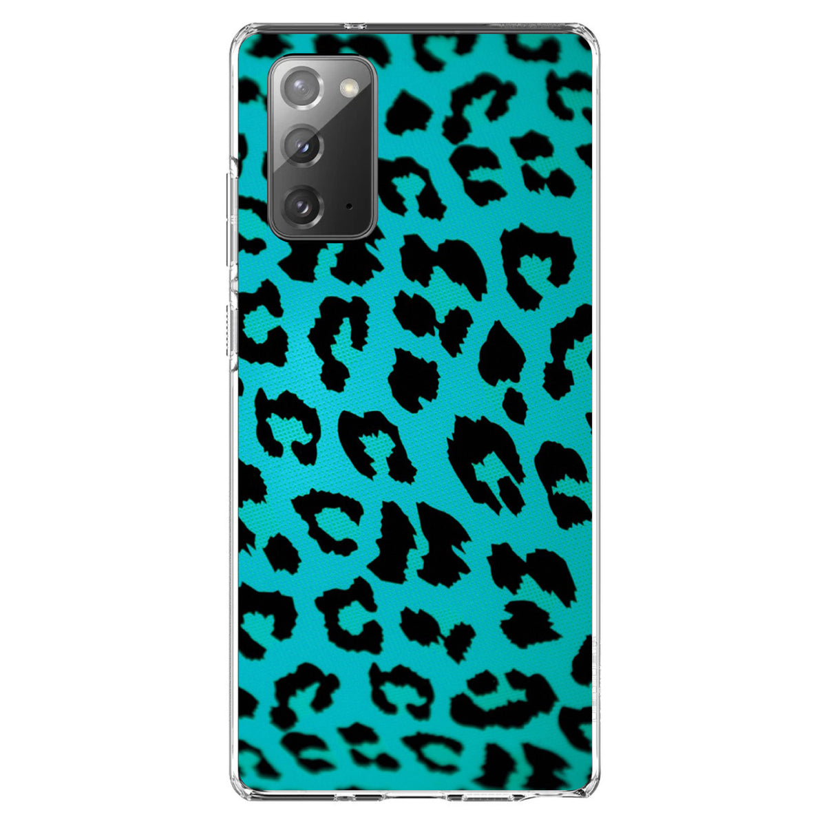 Teal Black Leopard Skin Spots Clear Shockproof iPhone Case, view 7
