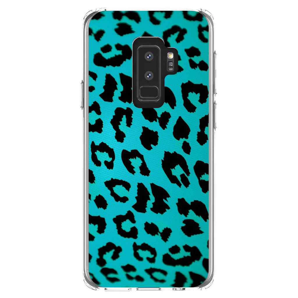 Teal Black Leopard Skin Spots Clear Shockproof iPhone Case, view 20