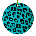 Teal Black Leopard Skin Spots Ceramic Ornament