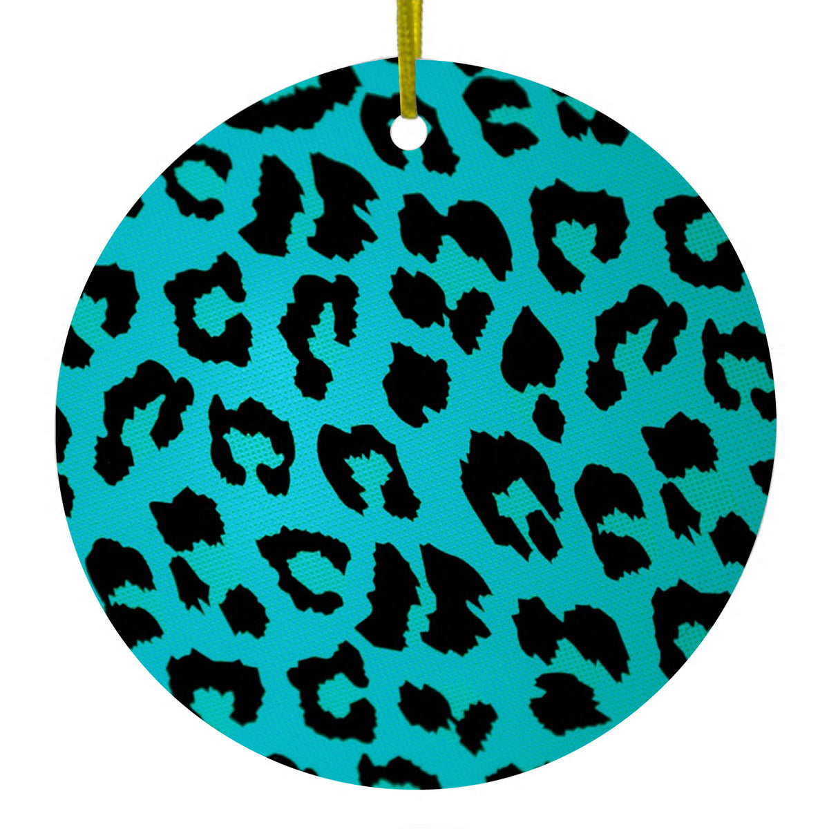 Teal Black Leopard Skin Spots Ceramic Ornament