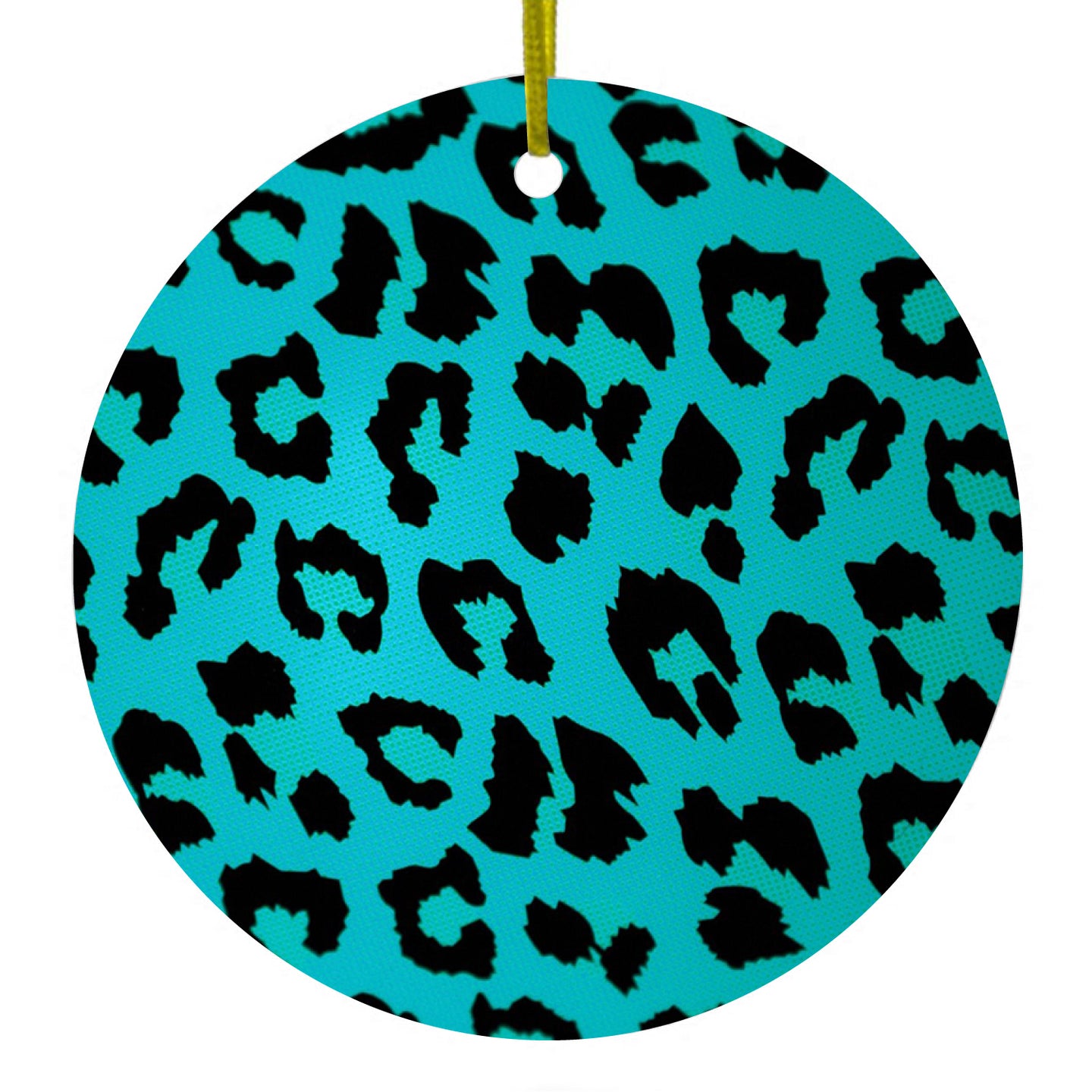 Teal Black Leopard Skin Spots Ceramic Ornament