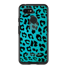DistinctInk™ OtterBox Symmetry Series Case for Apple iPhone / Samsung Galaxy / Google Pixel - Teal Black Leopard Skin Spots