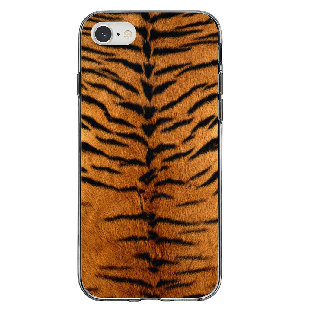Yellow Black Tiger Fur Skin Print Clear Shockproof iPhone Case, view 5