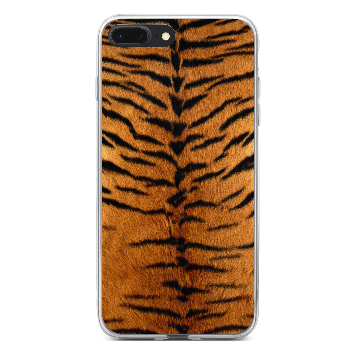 Yellow Black Tiger Fur Skin Print Clear Shockproof iPhone Case, view 6