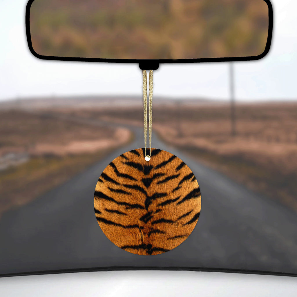 Yellow Black Tiger Fur Skin Print Ceramic Ornament, view 3