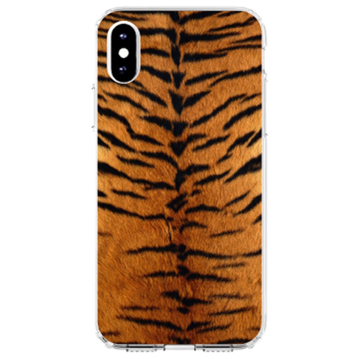 Yellow Black Tiger Fur Skin Print Clear Shockproof iPhone Case, view 2