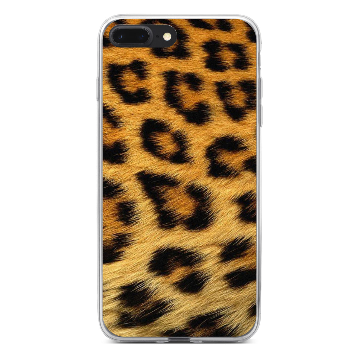 Brown Black Leopard Fur Skin Print Clear Shockproof iPhone Case, view 6