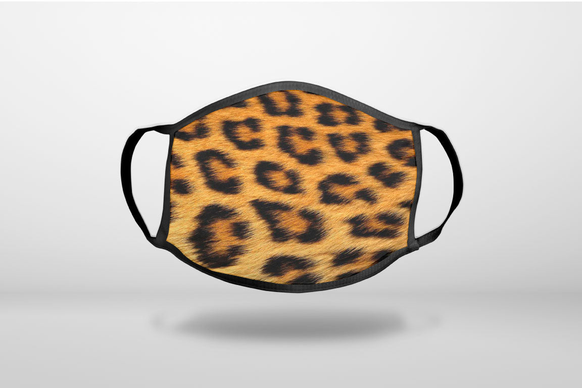 Brown Black Leopard Fur Skin Print - 3-Ply Reusable Soft Face Mask Covering, Unisex, Cotton Inner Layer